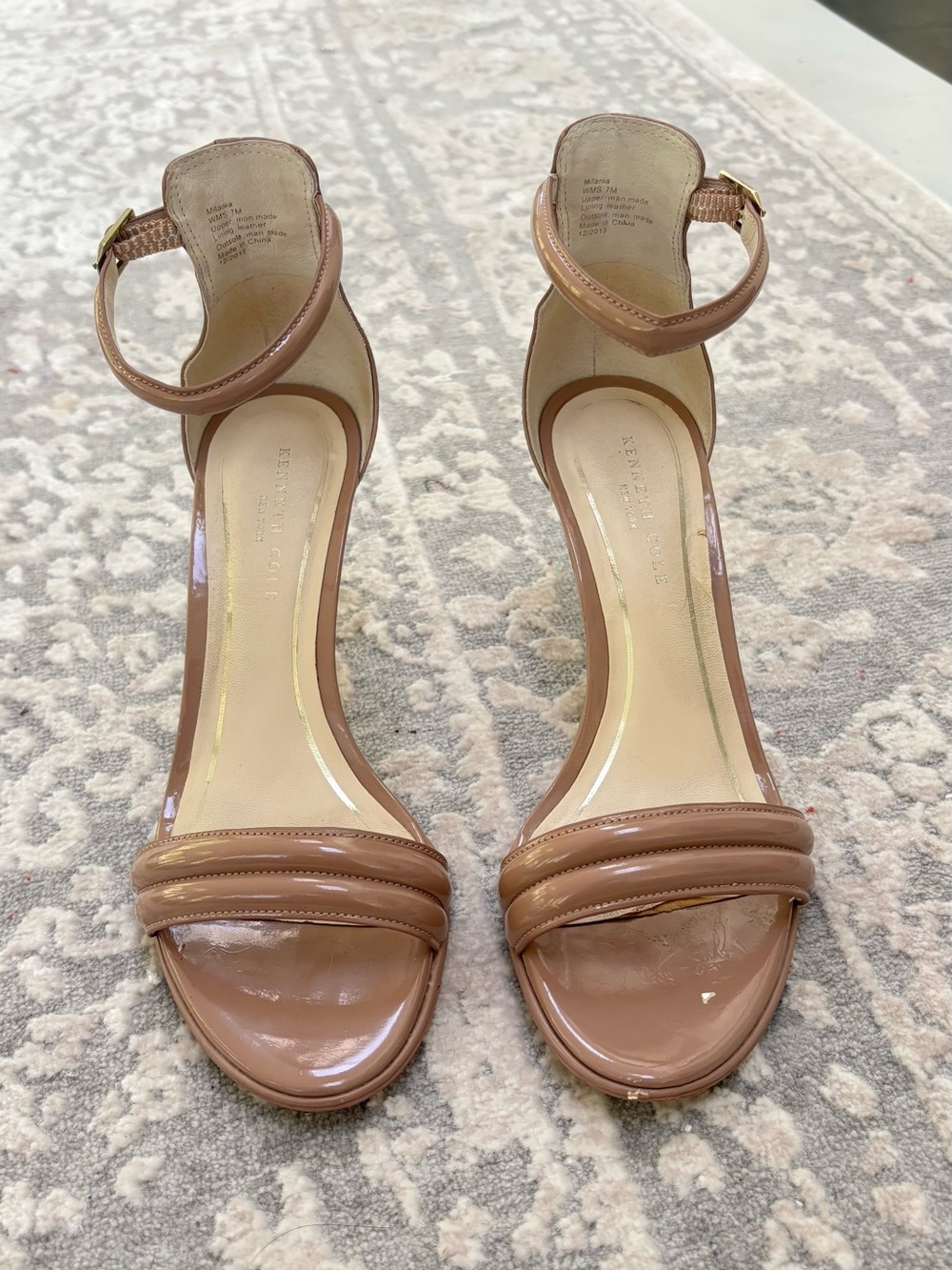 Kenneth Cole Nude Ankle-Strap Heels
